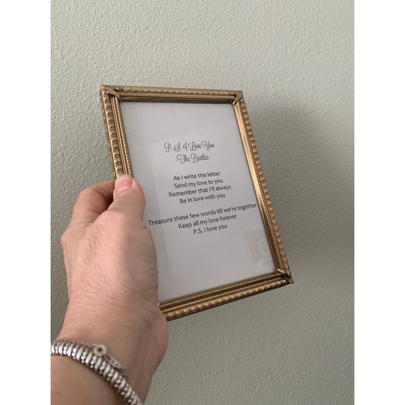 1960s Gold Table Frame Beatles Song P.S. I Love You - Picture 4 of 10